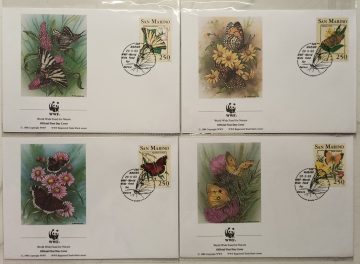 World Wide Fund For Nature San Marino Butterflies 1993 Set of 4 (Foreign FDC)