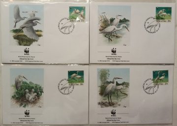 World Wide Fund For Nature Singapore Chinese Egrets 1993 Set of 4 (Foreign FDC)