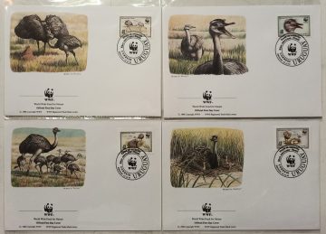 World Wide Fund For Nature Uruguay Greater Rhea 1993 Set of 4 (Foreign FDC)
