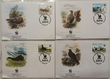 World Wide Fund For Nature Azerbaijan Caucasian Grouse 1994 Set of 4 (Foreign FDC)