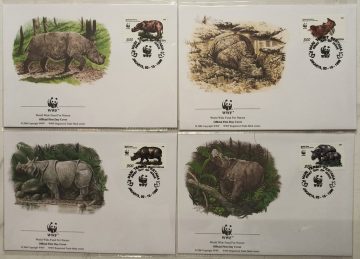 World Wide Fund For Nature Indonesia Sumatran Rhinoceros 1996 Set of 4 (Foreign FDC)
