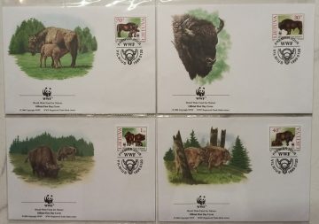 World Wide Fund For Nature Lietuva European Bison 1996 Set of 4 (Foreign FDC)