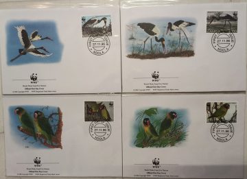 World Wide Fund For Nature Zambia Saddle Billed Stork 1996 Set of 4 (Foreign FDC)