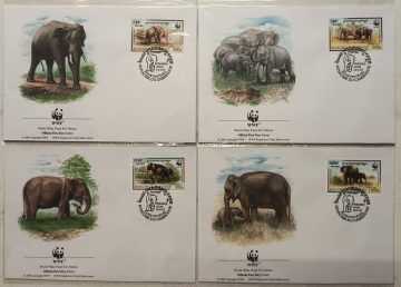 World Wide Fund For Nature Royaume Du Cambodge Malayan Elephant 1997 Set of 4 (Foreign FDC)