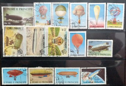 Airship & Air Balloon used Stamps of S.Tom E Principe set of 15 (Foreign Stamp)