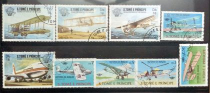 Aeroplane used Stamps of S.Tom E Principe set of 9 (Foreign Stamp)