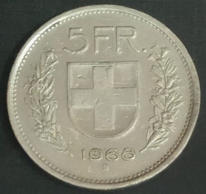 SWITZERLAND 5 FR 1968 Confoederatio Helvetica