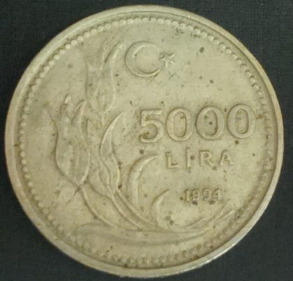 TURKEY 5000 TURK LIRASI 1994(used)