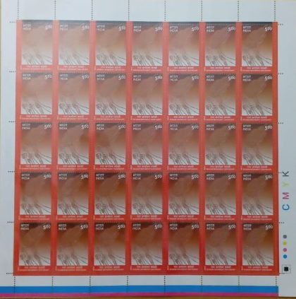 Ghadar Movement Centenary Freedom Movement, Burning Torch, Hands, Centenary, Flame Rs.5- MNH (Stamp Full Sheets -35stamps)