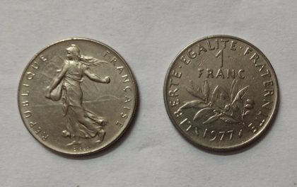 1 Franc 1977 Liberte Egalite Fraternite (used)