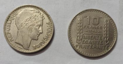 10 Francs 1948 Liberte Egalite Fraternite (used)