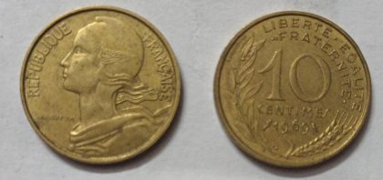 10 Centimes 1969 Liberte Egalite Fraternite (used)