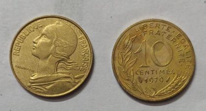 10 Centimes 1979 Liberte Egalite Fraternite (used)