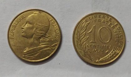 10 Centimes 1985  Liberte Egalite Fraternite (used)