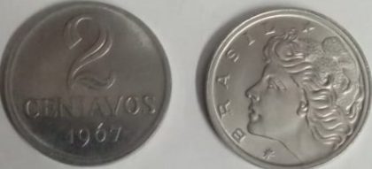 BRASIL 2 CENTAVOS 1967 (used)