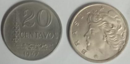 BRASIL 20 CENTAVOS 1967 (used)