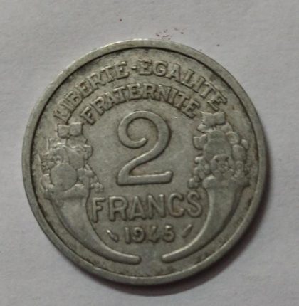 2 Franc 1945 Liberte Egalite Fraternite (used) - Image 2