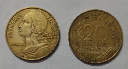 20 Centimes 1963 Liberte Egalite Fraternite (used)