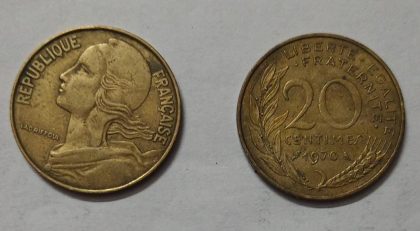 20 Centimes 1970 Liberte Egalite Fraternite (used)