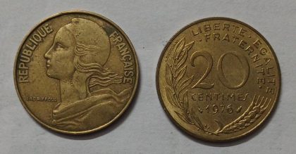 20 Centimes 1976 Liberte Egalite Fraternite (used)