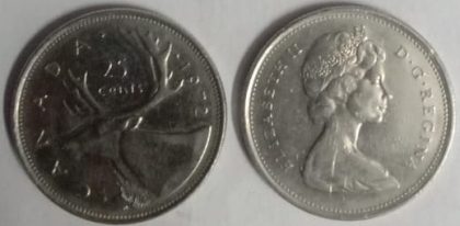 25 Cents Canada 1972 Elizabeth II D.G. Regina (USED)