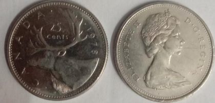 25 Cents Canada 1978 Elizabeth II D.G. Regina (USED)