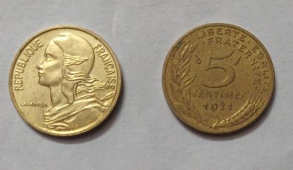 5 Centimes  1977 Liberte Egalite Fraternite (used)