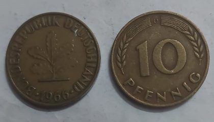 GERMANY 10  PFENNIG 1966 (USED)