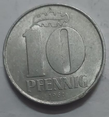 GERMANY 10  PFENNIG 1968 East Germany (USED)