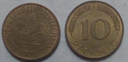 GERMANY 10  PFENNIG 1976 (USED)