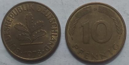 GERMANY 10  PFENNIG 1978 (USED)