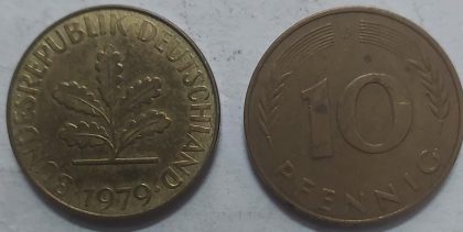 GERMANY 10  PFENNIG 1979 (USED)