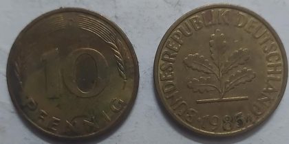 GERMANY 10  PFENNIG 1985 (USED)