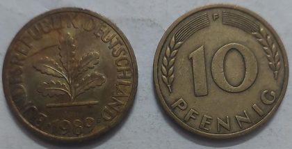 GERMANY 10  PFENNIG 1989 (USED)