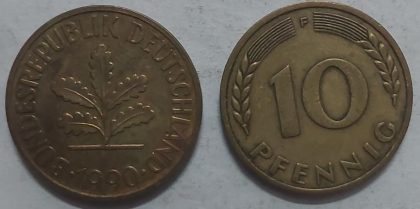 GERMANY 10  PFENNIG 1990 (USED)