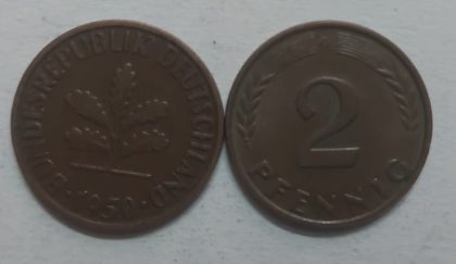 GERMANY 2  PFENNIG 1950 (USED)