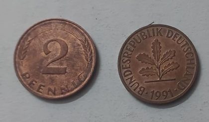 GERMANY 2  PFENNIG 1991 (USED)