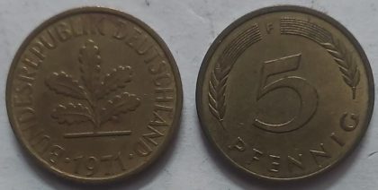 GERMANY 5  PFENNIG 1971 (USED)