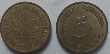 GERMANY 5  PFENNIG 1976 (USED)