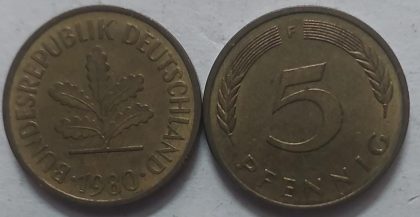 GERMANY 5  PFENNIG 1980 (USED)