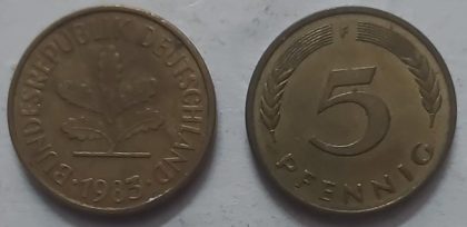 GERMANY 5  PFENNIG 1983 (USED)