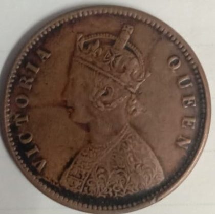 British India Coin Victoria Queen - Half Anna 1876 (Copper) - Image 2