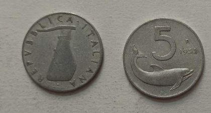 ITALY 5 LIRE 1953 Aluminium Coin (used)