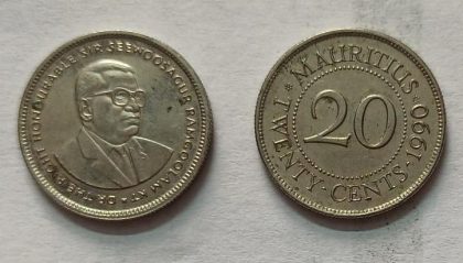 MAURITIUS 20 CENTS 1990 (used)