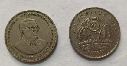 MAURITIUS 5 RUPEE 1992 (used)