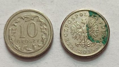 POLAND 10 GROSZY 2015 (USED}