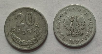 POLAND 20 GROSZY 1949 (USED}