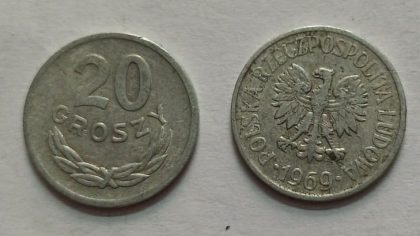 POLAND 20 GROSZY 1969 (USED}