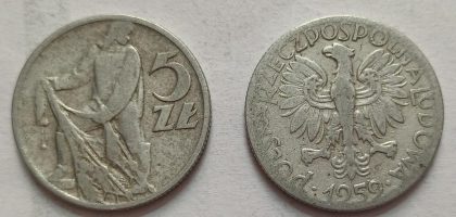 POLAND 5 ZTOTE 1959 (USED)