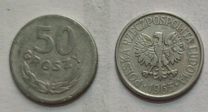 POLAND 50 GROSZY 1965 (USED}